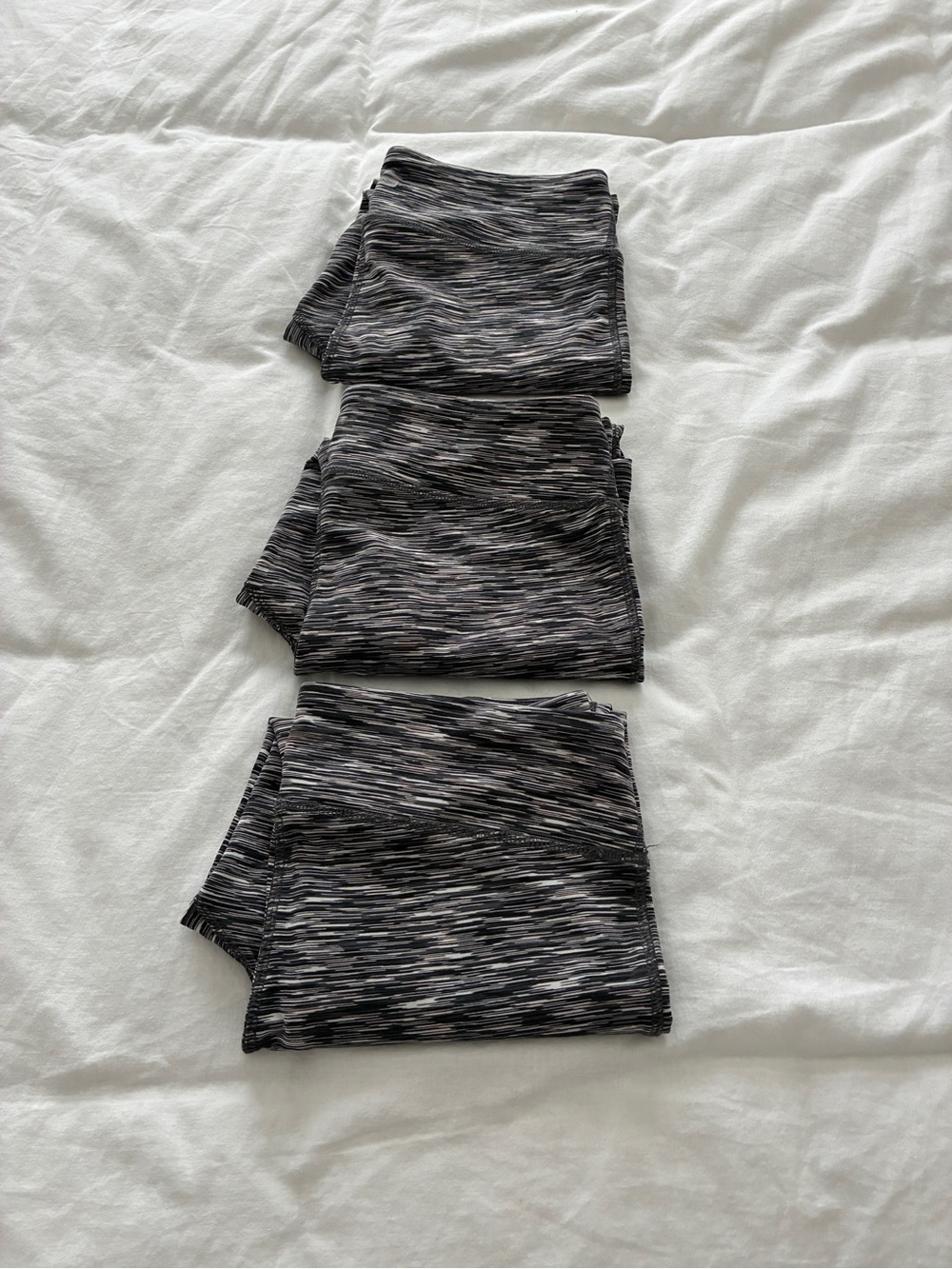 Spalding Black & Gray Striped Athletic Leggings Three Pair